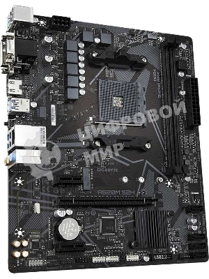 Материнская плата Gigabyte A520M S2H, AM4, AMD A520, 2xDDR4, 4xSATA, 1xM.2, 1xPCIe 3.0 x16, 2xPCIe x1, 1xHDMI, 1xDVI-D, 1xVGA, 1x 1Gb LAN, 4xUSB-A 3.2 Gen 1, 2xUSB-A 2.0, 3x3.5 мм, 7.1, mATX
