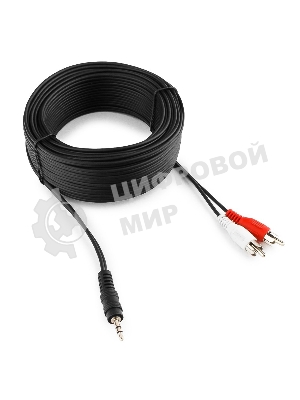 Кабель аудио Cablexpert CCA-458-15M-N, Jack 3.5(M)/2xRCA, 15м, черный, пакет