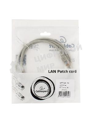 Патч-корд UTP Cablexpert cat.5e, 1м, литой, многожильный серый