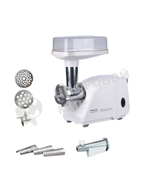 Мясорубка электрическая Аксион М14.04 белый, 600 Вт, 0.5 кг/мин, защита от перегрузки, насадки - 4