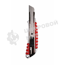 Нож с сегментированным лезвием Rexant 18 мм, металлический обрезиненный корпус