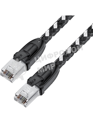 Патч-корд GCR PROF прямой 3.0m, UTP медь cat.6, STRONG черно-белый нейлон, ethernet high speed 10 Гбит/с, T568B, GCR-52778