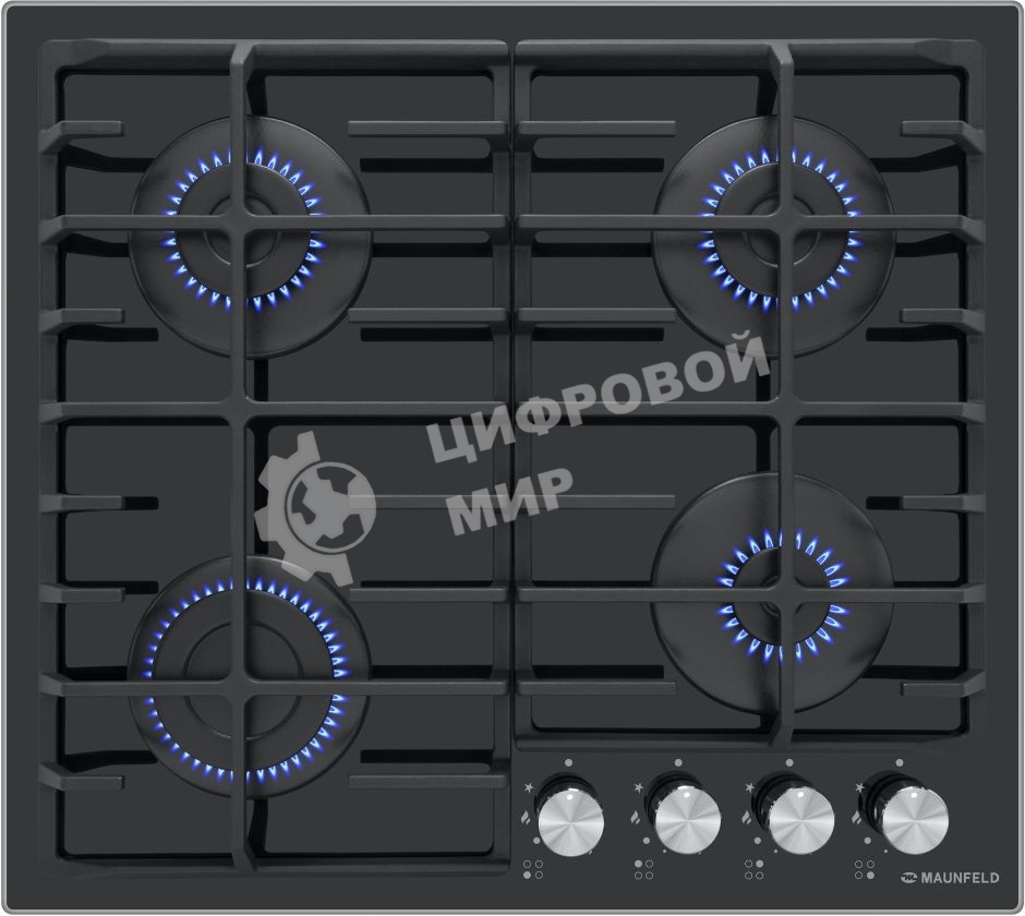 Газовая варочная панель Maunfeld EGHG.64.6CB/G, 4 конфорки, закаленное стекло, черный