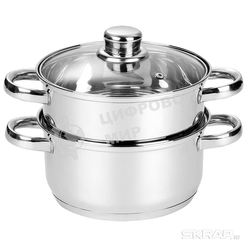 Пароварка электрическая MEDIANO 2х-уровневая из нерж стали, объем 2,5 л, индукция/капс дно