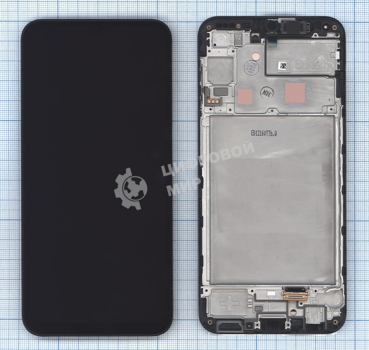 Дисплей для Samsung Galaxy A24 SM-A245F в сборе с тачскрином и рамкой, черный