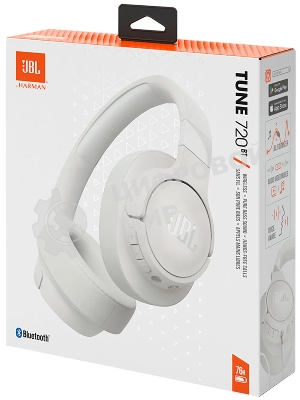 Беспроводные/проводные наушники JBL Tune 720BT белый, полноразмерные, Bluetooth 5.3 + проводной, до 76 ч