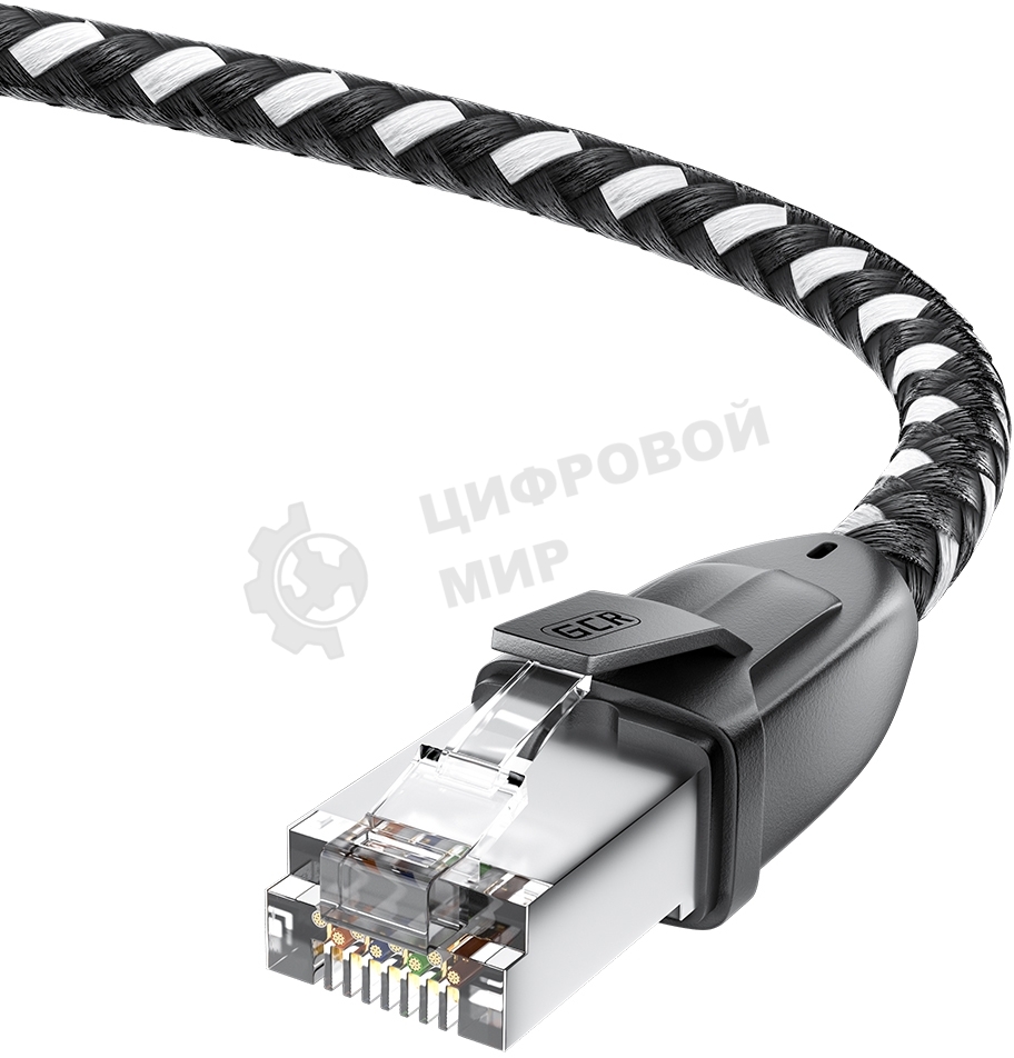 Патч-корд GCR PROF прямой 3.0m, UTP медь cat.6, STRONG черно-белый нейлон, ethernet high speed 10 Гбит/с, T568B, GCR-52778