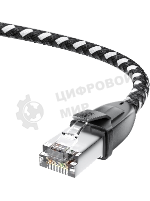 Патч-корд GCR PROF прямой 3.0m, UTP медь cat.6, STRONG черно-белый нейлон, ethernet high speed 10 Гбит/с, T568B, GCR-52778