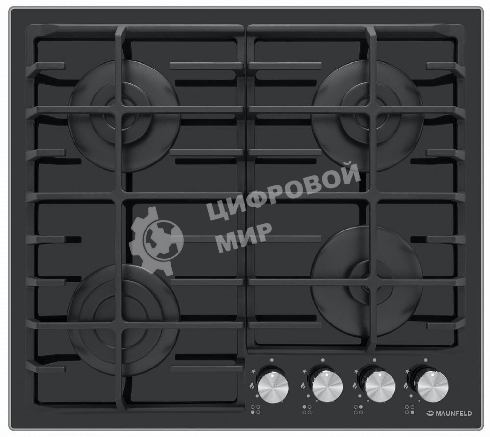 Газовая варочная панель Maunfeld EGHG.64.6CB/G, 4 конфорки, закаленное стекло, черный