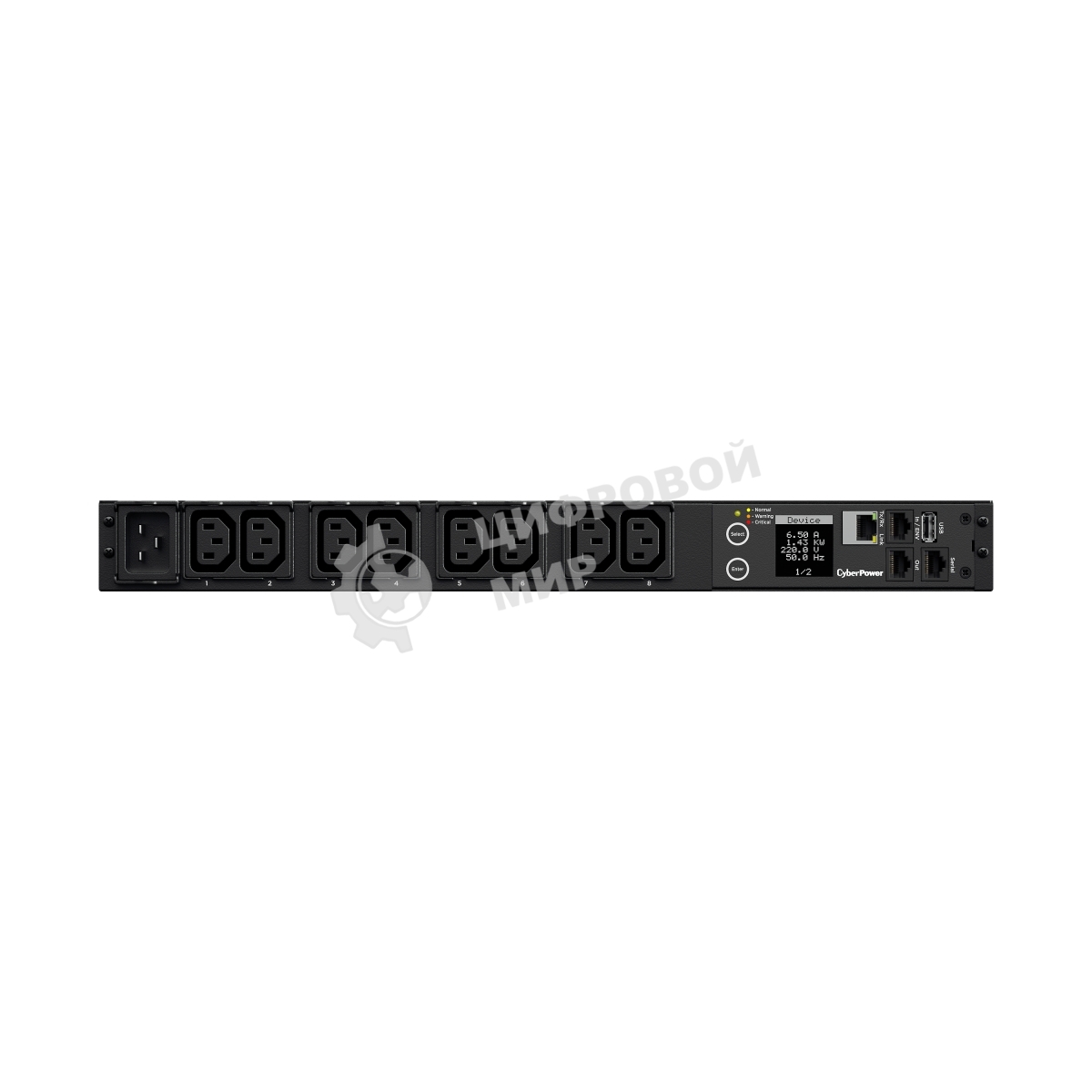 Блок распределения питания CyberPower PDU PDU41005 (PDU20SWHVIEC8FNET) 1U type, 16Amp, plug IEC 320 C20, (8) IEC 320 C13