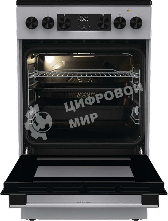 Плита электрическая Gorenje GEC5C41SG серый, конфорок 4 электрических, духовка 70 л, 50 см x 85 см x 59.4 см (без крышки)