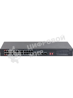 Коммутатор неуправляемый 24-портовый DAHUA DH-S3226-24ET-240 с РоЕ, 24xRJ45 100Mb PoE, 2хКомбо SFP/RJ45 1Gb uplink, суммарно 240Вт, коммутация 8.8 Гбит/с, MAC-таблица 8К