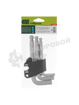 Набор ключей имбусовых Сибртех HEX, 2-12 мм, CrV, 9 шт., с шаром