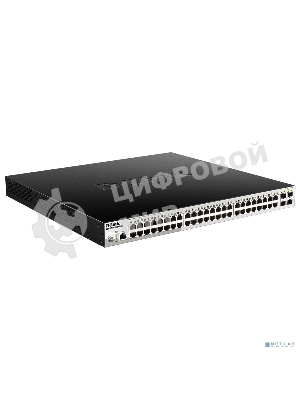 Коммутатор управляемый 2 уровня D-Link DGS-1210-52MPP/ME/B3A PROJ с 48 портами 10/100/1000Base-T и 4 портами 1000Base-X SFP (48 портов с поддержкой PoE 802.3af/802.3at (30 Вт), PoE-бюджет 740 Вт)
