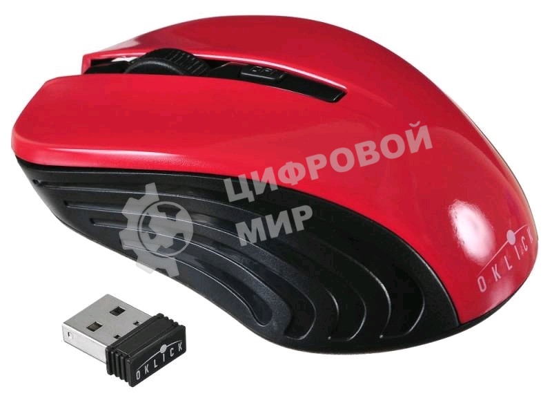 Мышь беспроводная Oklick 545MW черный/красный, 1600 dpi, радиоканал, USB, кнопки - 4