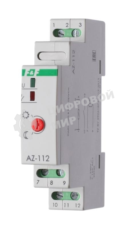 Фотореле AZ-112 (выносной герметичный фотодатчик монтаж на DIN-рейке 1 модуль 230В 16А) F&F EA01.001.013