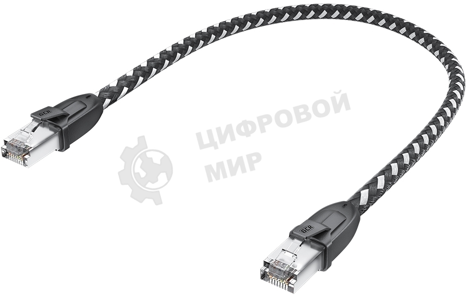Патч-корд GCR PROF прямой 3.0m, UTP медь cat.6, STRONG черно-белый нейлон, ethernet high speed 10 Гбит/с, T568B, GCR-52778