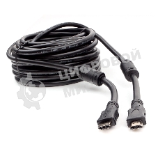 Кабель HDMI Cablexpert CCF2-HDMI4-15M, 19M/19M, v2.0, медь, позол.разъемы, экран, 2 фер.кольца, 15м, черный, пакет