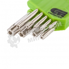 Набор ключей имбусовых Сибртех Tamper-Torx, 9 шт., TT10-TТ50, 45x, закаленные, короткие, никель