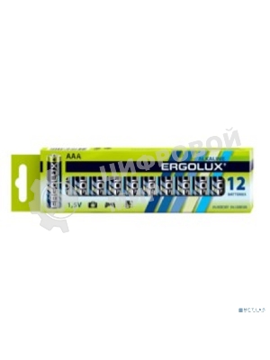 Батарея Ergolux Alkaline LR03 BP-12 AAA 1250mAh (12шт) коробка