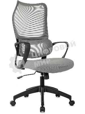 Кресло руководителя Бюрократ Sigma 2 серый, сетка/ткань, крестов. пластик