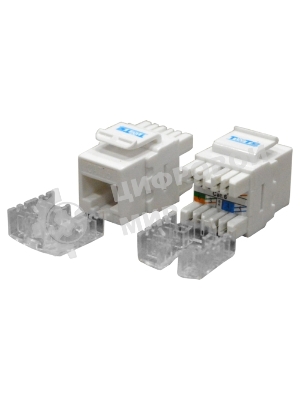 Модуль Keystone, RJ45, кат.6, UTP, 180 градусов, со шторкой, белый