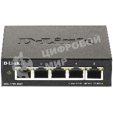 Коммутатор D-Link DGS-1100-05V2/A1A, L2 Smart Switch with 5 10/100/1000Base-T ports.8K Mac address, 802.3x Flow Control, Port Trunking, Port Mirroring, IGMP Snooping, 32 of 802.1Q VLAN, VID range 1-4094, Loopba