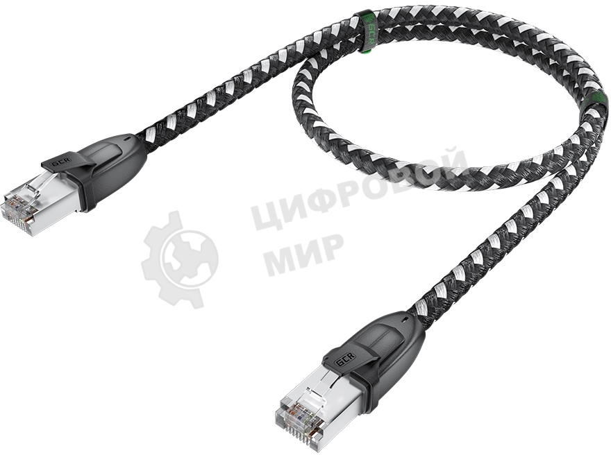 Патч-корд GCR PROF прямой 3.0m, UTP медь cat.6, STRONG черно-белый нейлон, ethernet high speed 10 Гбит/с, T568B, GCR-52778