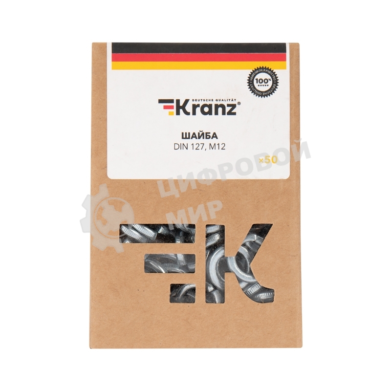 Шайба пружинная Kranz DIN 127, M12, короб (50 шт./уп.)