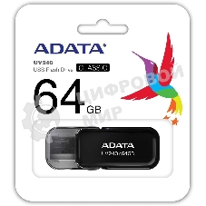 Флешка USB ADATA UV240 (AUV240-64G-RBK), 64Gb, USB 2.0, R/W 15/5, черный