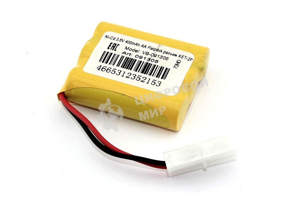 Портативный аккумулятор Ni-Cd 3.6V 400mAh AA Flatpack разъем KET-2P