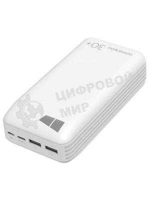 Портативный аккумулятор More choice (4620202550583) PB22-30 с кабелем 2USB 2.1A - 30000mAh белый