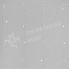 Занавес 1,5x1,5м 64 LED ТЕПЛЫЙ БЕЛЫЙ прозрачный ПВХ IP20 свечение с динамикой 220В не соединяется, с контроллером NEON-NIGHT