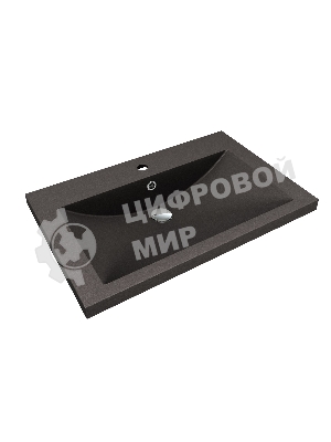 Тумба под раковину Bau Stil Loft black brushed, раковина кварцевая BAU Stil 75, черный металлик, смеситель Hotel Black, черный