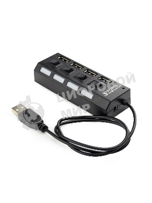Концентратор USB 2.0 Gembird UHB-243-AD с подсветкой и выключателем, 4 порта, блистер