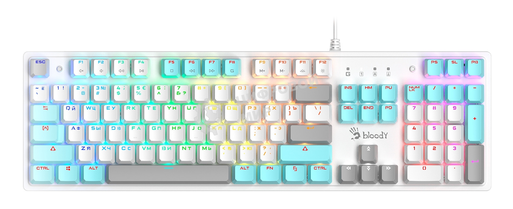 Клавиатура проводная A4Tech Bloody S510N USB белый