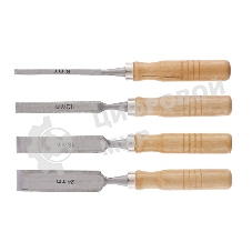 Набор стамесок Sparta 6-12-18-24 мм, плоские, деревянные рукоятки
