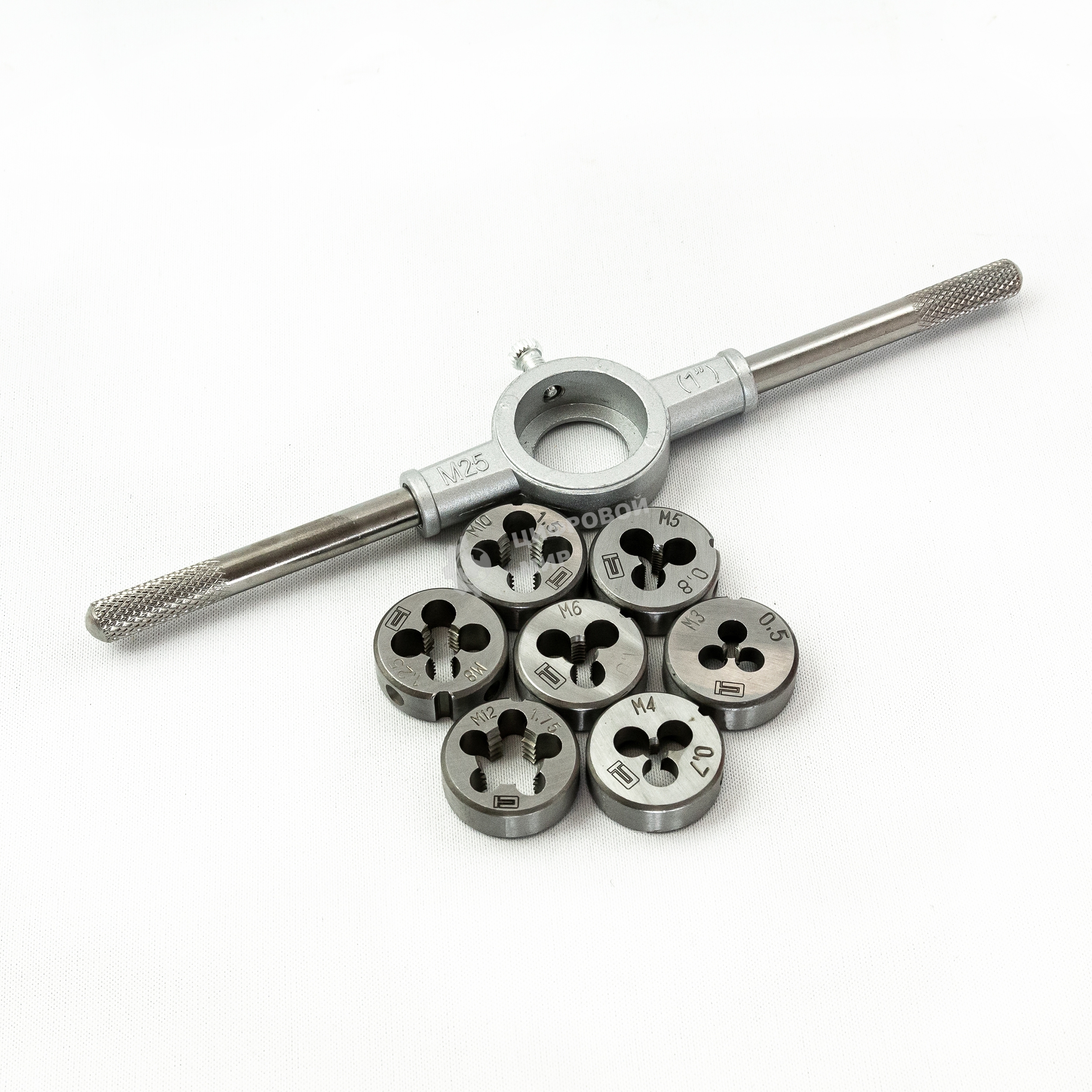 Набор плашек Сибртех М3-М12, 8 предметов