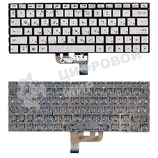 Клавиатура для ноутбука Asus UX333F серебристая с подсветкой