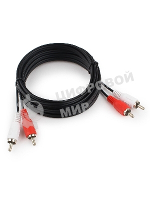 Кабель аудио Cablexpert CCA-2R2R-3M-N, 2xRCA/2xRCA, 3м, черный, пакет