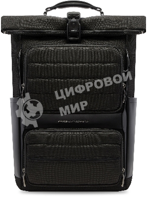 Рюкзак мужской Piquadro Oberon CA7280W150/N роллтоп черный нейлон/натур.кожа