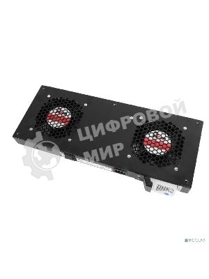 Модуль вентиляторный ЦМО, 2 вентилятора с терморегулятором, черный R-FAN-2T-9005