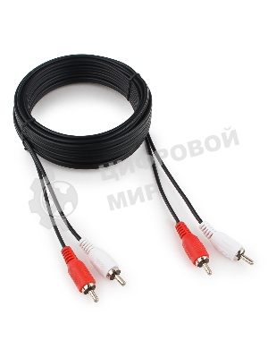 Кабель аудио Cablexpert CCA-2R2R-5M-N, 2xRCA/2xRCA, 5м, черный, пакет