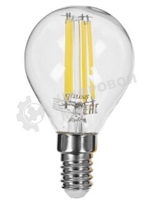 Лампа светодиодная филаментная Gauss Filament 11Вт цок.: E14 шар 220B 4100K св. свеч. белый нейт. (упак.: 10 шт)