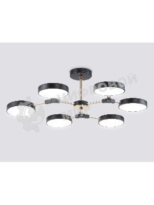 Люстра светодиодная на штанге Ambrella light FL516334/6 BK/FGD черный/золото 108W 3000-6000K D780*210 (без ПДУ)