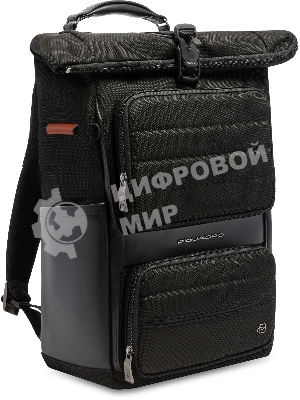 Рюкзак мужской Piquadro Oberon CA7280W150/N роллтоп черный нейлон/натур.кожа