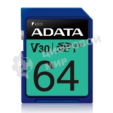Флеш карта SD ADATA 64Gb ADATA Premier Pro SDXC Class 10 UHS-I U3 V30S 95/60 MB/s