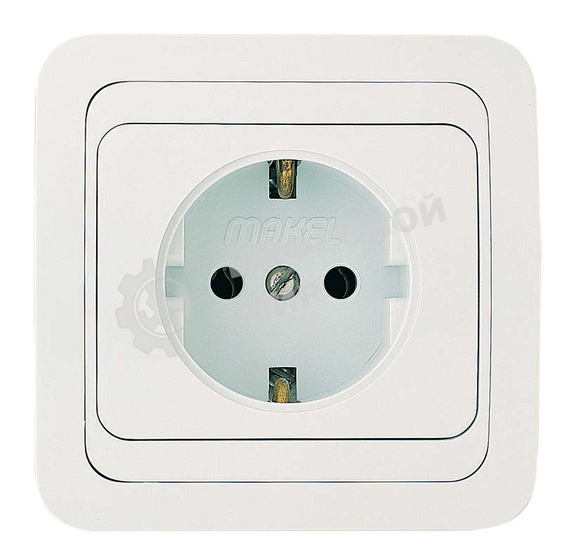 Розетка 1-м Makel СП Mimoza 16А IP20 с заземл. бел./бел.