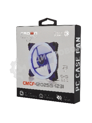 Вентилятор для корпуса Crown CMCF-12025S-1231 черный/синий, 120 мм, 1650 об/мин, 23 дБ, 3 pin