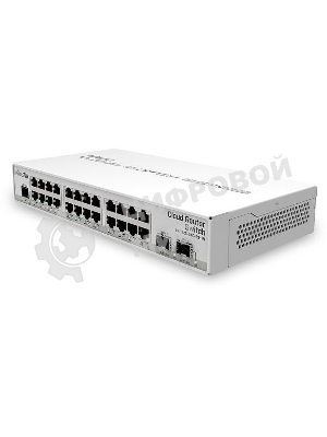 Коммутатор Mikrotik CRS326-24G-2S+IN with 800 MHz CPU, 512MB RAM, 24xGigabit LAN, 2xSFP+ cages, RouterOS L5 or SwitchOS (dual boot), desktop case, PSU